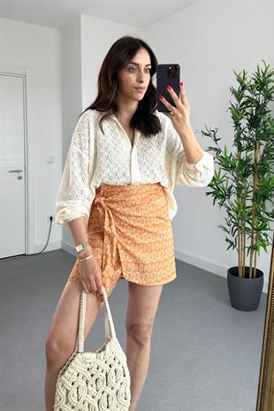 Kırık Beyaz Ajurlu Gömlek