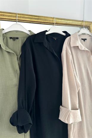 MD Taş Keten Dökümlü Gömlek