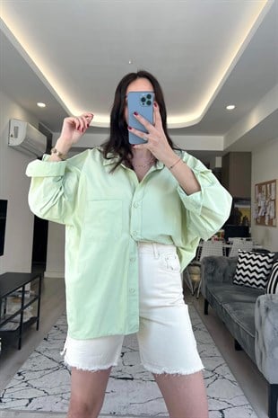 Miva Yeşil Dökümlü Gömlek