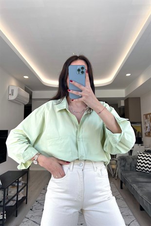 Miva Yeşil Dökümlü Gömlek