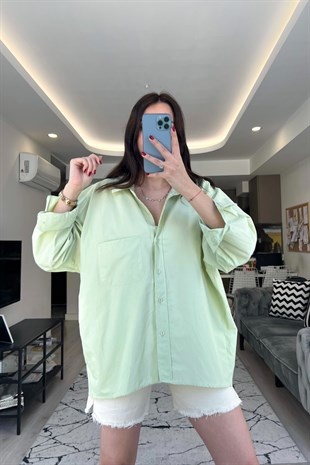Miva Yeşil Dökümlü Gömlek