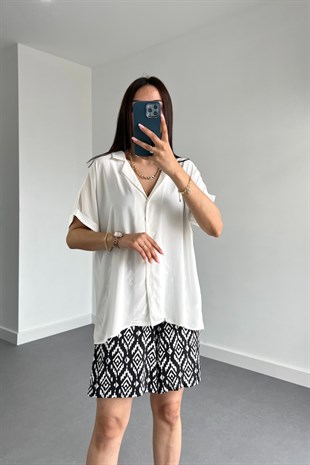 Mng Beyaz Kısa Kol Gömlek