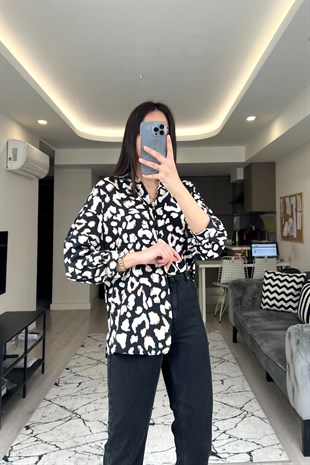Mng Leopar Desenli Gömlek