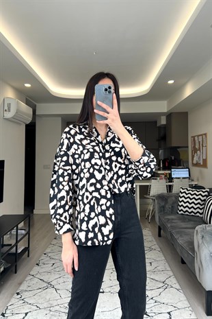 Mng Leopar Desenli Gömlek
