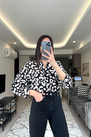 Mng Leopar Desenli Gömlek