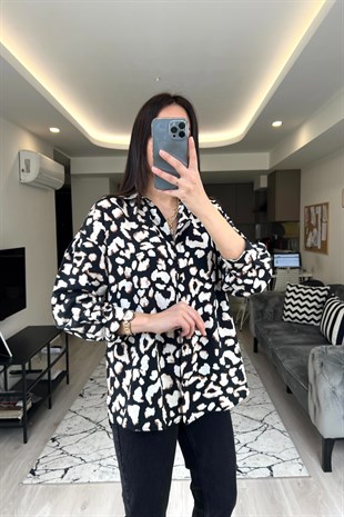 Mng Leopar Desenli Gömlek