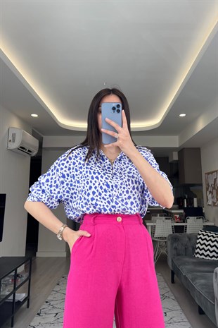 Mng Mavi Desenli Gömlek