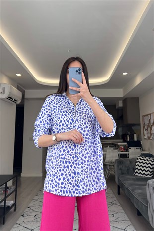 Mng Mavi Desenli Gömlek