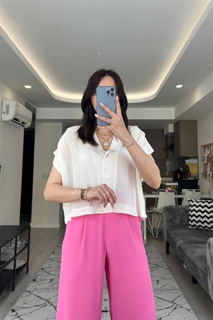 Omuz Detay Kısa Kol Gömlek