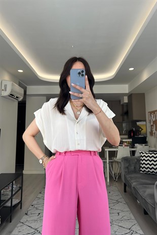 Omuz Detay Kısa Kol Gömlek