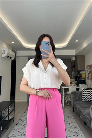 Omuz Detay Kısa Kol Gömlek