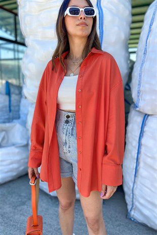 Orange Oversize Gömlek
