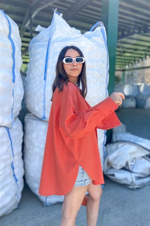 Orange Oversize Gömlek