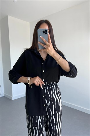 Oysho Model Siyah Keten Gömlek