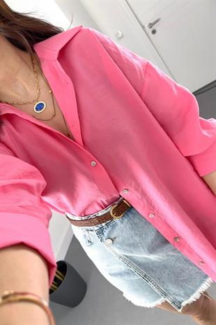 Pembe Dökümlü Modal Gömlek