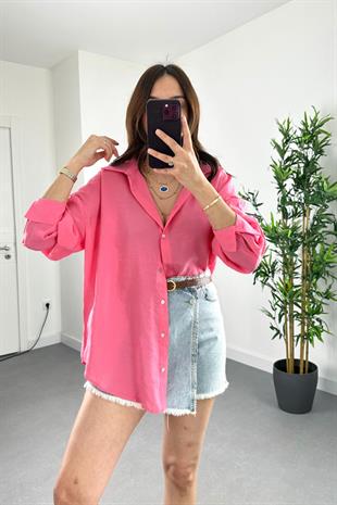 Pembe Dökümlü Modal Gömlek