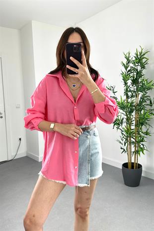 Pembe Dökümlü Modal Gömlek