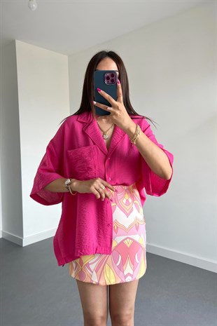 Peste Pembe Kısa Kol Gömlek