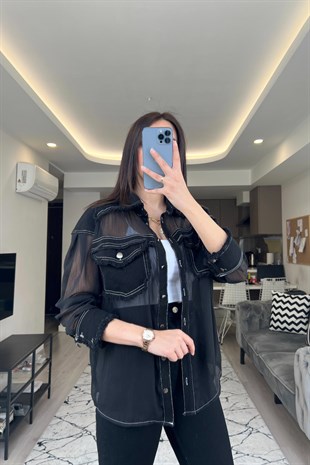 Siyah Jean Mixli Gömlek