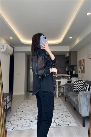 Siyah Jean Mixli Gömlek