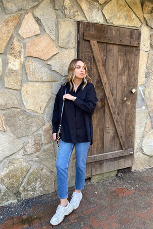 Siyah Poplin Gömlek