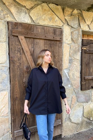 Siyah Poplin Gömlek