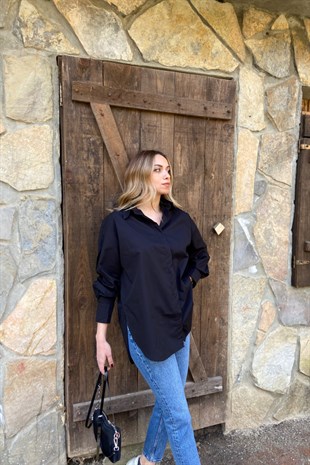 Siyah Poplin Gömlek