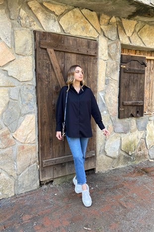 Siyah Poplin Gömlek