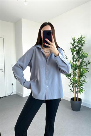 Wexta Antrasit Kalın Manşetli Modal Kumaş Gömlek