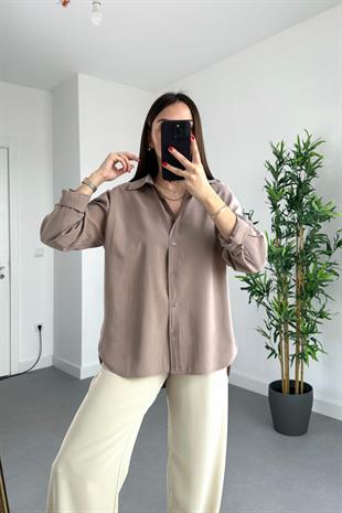 Wexta Kahve Kalın Manşetli Modal Kumaş Gömlek