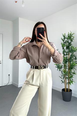 Wexta Kahve Kalın Manşetli Modal Kumaş Gömlek