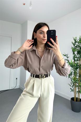 Wexta Kahve Kalın Manşetli Modal Kumaş Gömlek