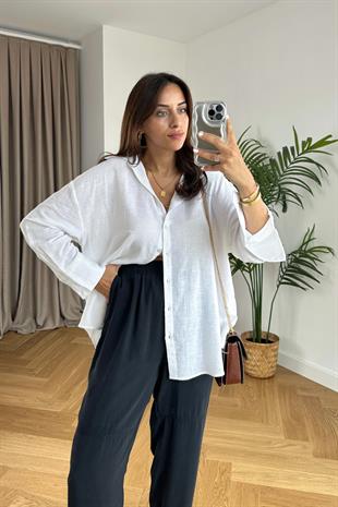 Whity Premium Beyaz Keten Gömlek