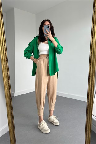 Yeşil Geniş Manşetli Gömlek