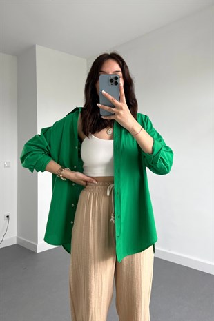 Yeşil Geniş Manşetli Gömlek