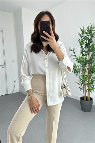 ZR Beyaz Saten Gömlek