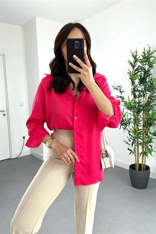 Zr Pembe Saten Gömlek