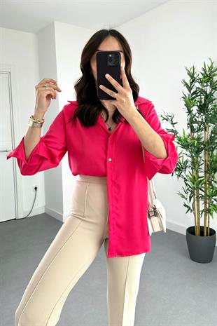 Zr Pembe Saten Gömlek