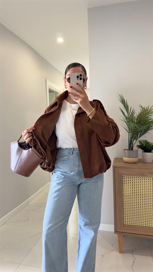 Gosla Taba Süet Bomber Ceket