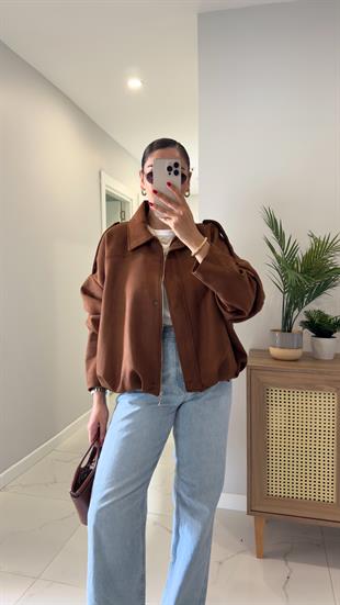 Gosla Taba Süet Bomber Ceket