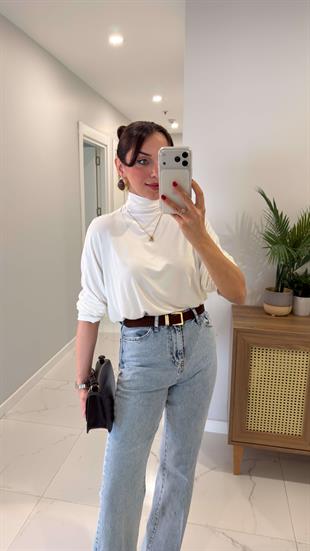 Hannas Ekru Balıkçı Yaka Bluz