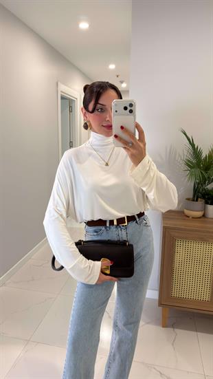 Hannas Ekru Balıkçı Yaka Bluz