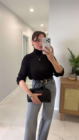 Hannas Siyah Balıkçı Yaka Bluz