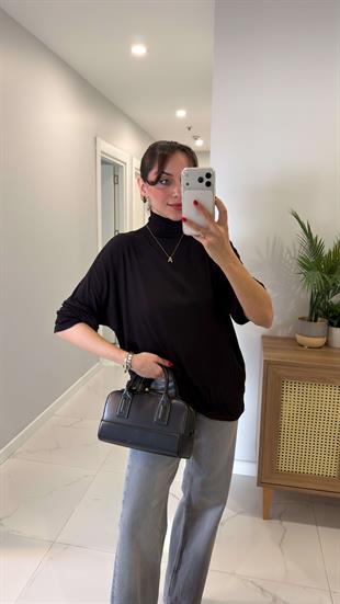 Hannas Siyah Balıkçı Yaka Bluz