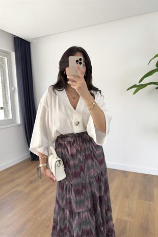 Heka Beyaz Premium Tek Düğmeli Bluz