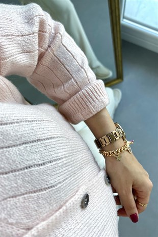 Cully Pembe Düğmeli Hırka