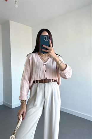 Cully Pembe Düğmeli Hırka