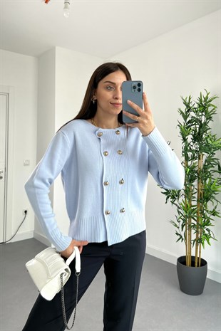 Lulu Bebe Mavi Çift Düğmeli Hırka
