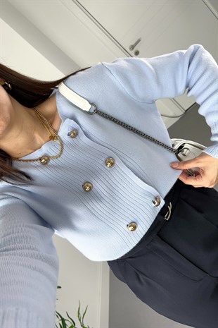 Lulu Bebe Mavi Çift Düğmeli Hırka