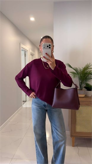 Hisna Mürdüm Uzun Kollu Basic Sweat